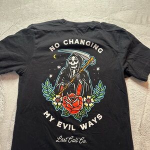 Black Short Sleeve Tee with Gothic Graphic